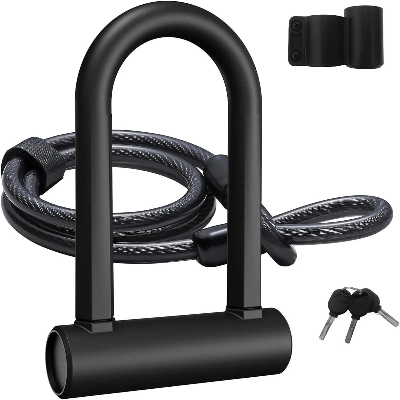 Bike U Lock Heavy Duty Bike Lock Bicycle Lock, 16mm U Lock Anti Theft 4ft Length Security Cable with Sturdy Mounting Bracket, 3 Keys, Mountain, Electric, Folding Bike