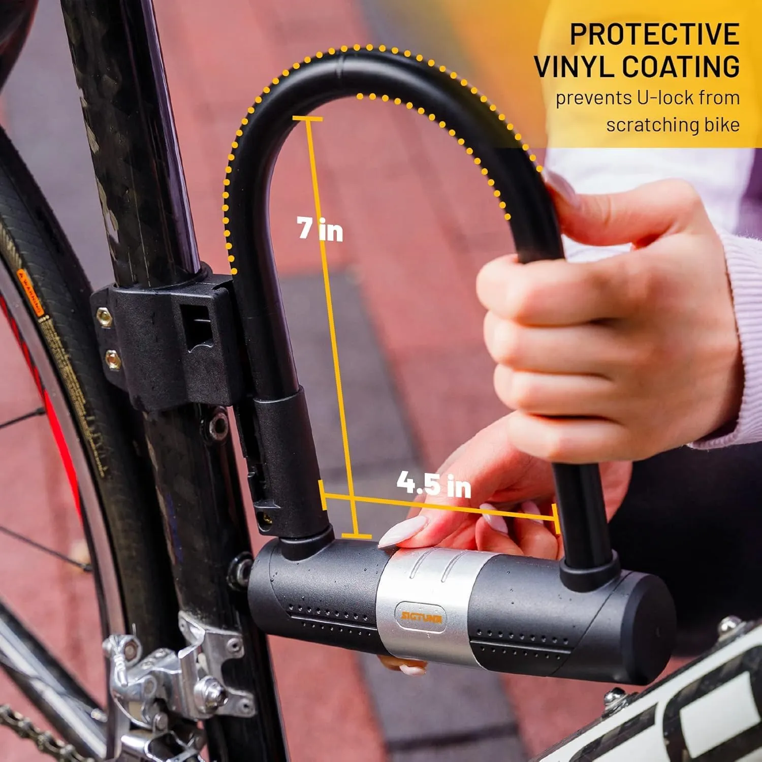 Bike U-Lock - Sigtuna Bike Lock Heavy Duty Anti-Theft with 4ft/1.2m Cable, Bicycle U-Lock with Sturdy Mounting Bracket for Mountain Bikes, Ebikes, Scooters