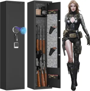 Biometric Gun Safe For Home-Rifle And Pistols Electronic Gun Security Cabinet- With Quick Access Electronic Lock,Rifle Shotgun Gun Safes,Adjustable Shelves,Fits Rifles,Pistols,Shotguns&Valuables