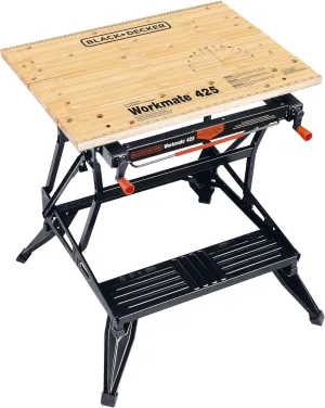 BLACK DECKER Portable Workbench, Workmate Folding Workbench, 550 lb. Capacity with Clamps for Woodworking (WM425-A)
