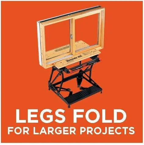 BLACK DECKER Portable Workbench, Workmate Folding Workbench, 550 lb. Capacity with Clamps for Woodworking (WM425-A)