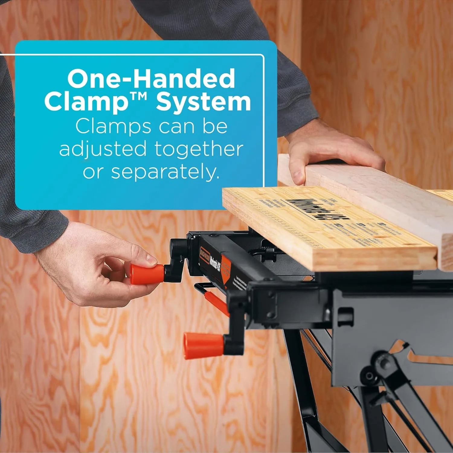 BLACK DECKER Portable Workbench, Workmate Folding Workbench, 550 lb. Capacity with Clamps for Woodworking (WM425-A)