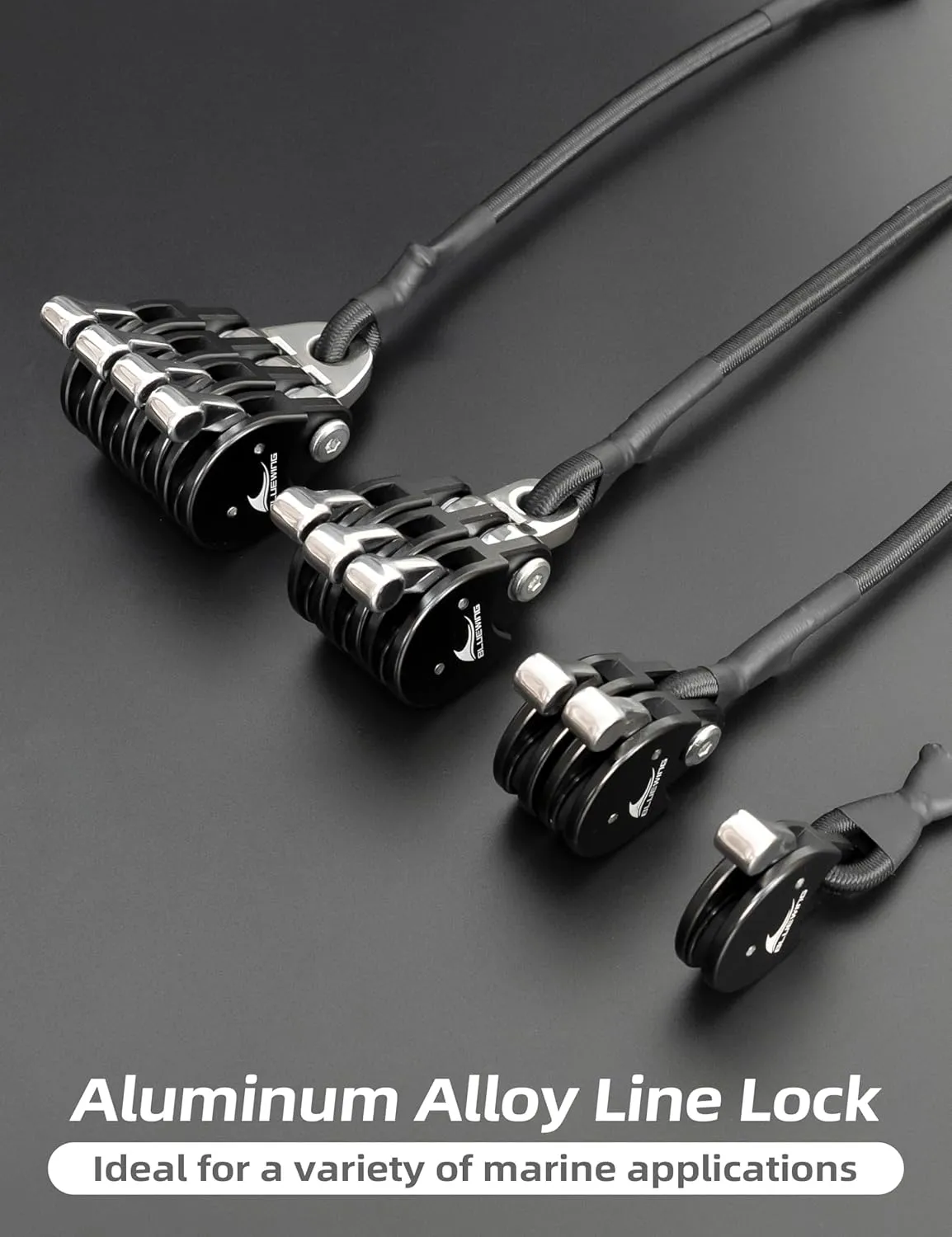 BLUEWING Blue Water Outrigger Halyard Line Lock Pulley Single/Double/Triple/Quad Aluminium Alloy with Stainless Steel/Brass Snap Swivel for Offshore Fishing
