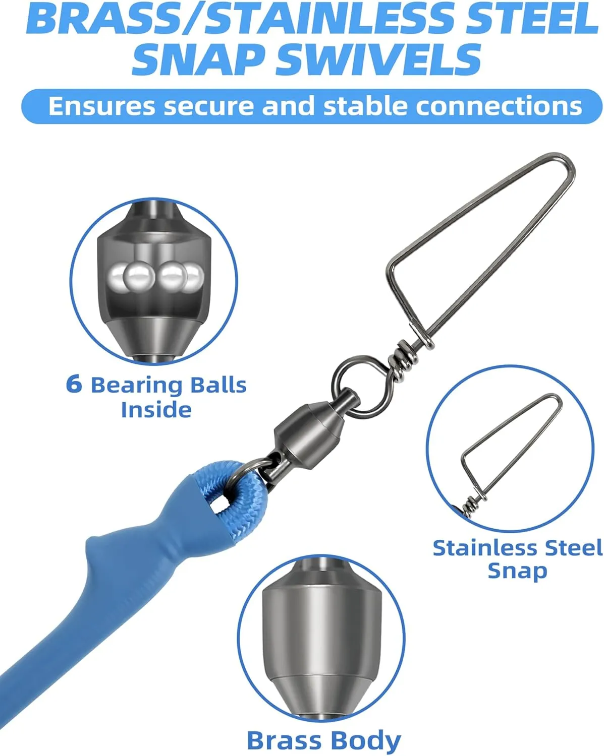 BLUEWING Outrigger Halyard Lock Pulley Single/Double/Triple Halyard Line Lock Pulley with Ball Bearing Snap Swivel for Offshore Fishing