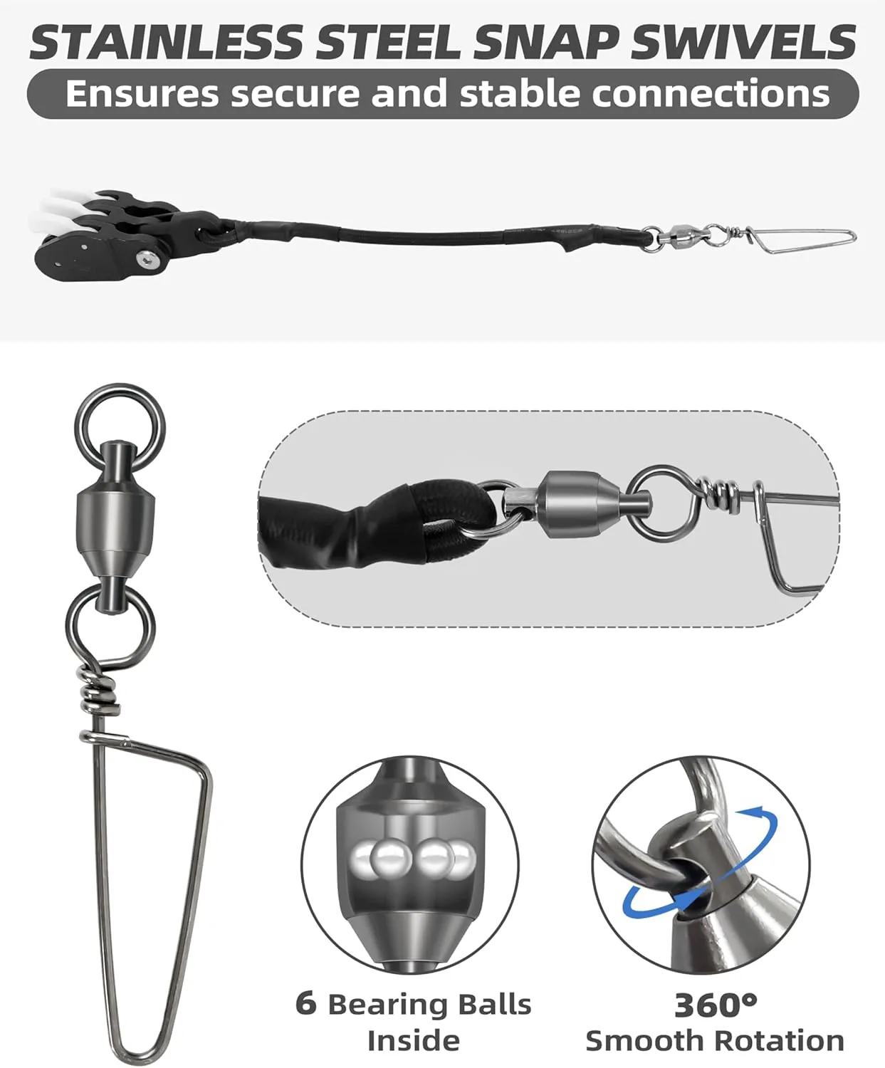 BLUEWING Outrigger Halyard Lock Pulley Single/Double/Triple Halyard Line Lock Pulley with Ball Bearing Snap Swivel for Offshore Fishing