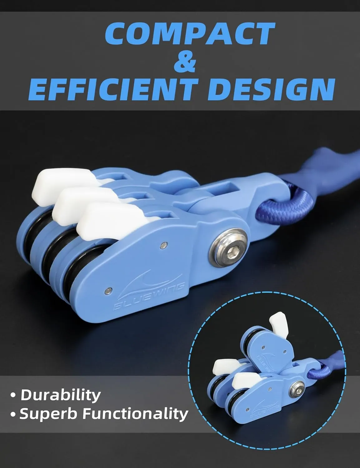 BLUEWING Outrigger Halyard Lock Pulley Single/Double/Triple Halyard Line Lock Pulley with Ball Bearing Snap Swivel for Offshore Fishing