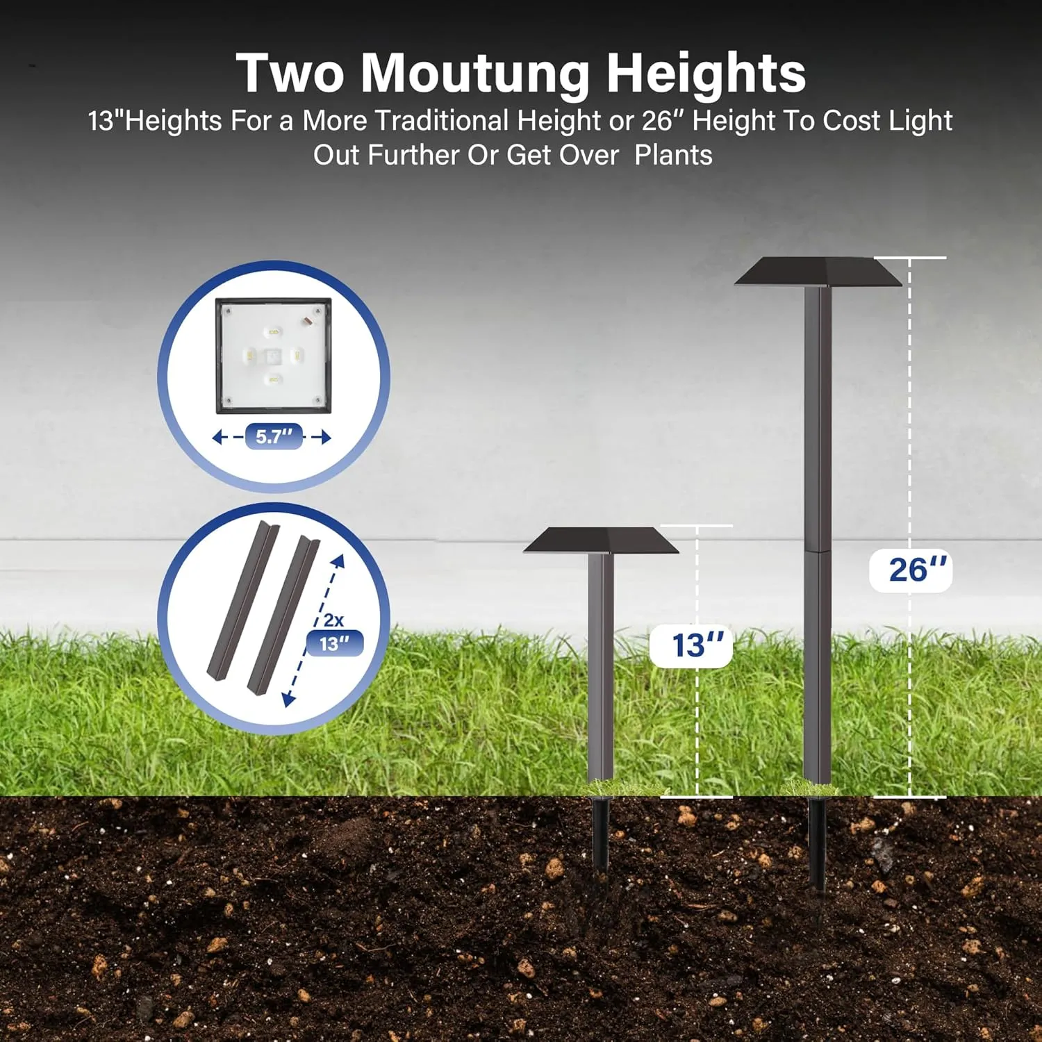 Bobcat Solar Landscape Pathway Lights Super Bright with 2-in-1 Warm White and Daylight Modes, Solar Lights for Outdoor Path, Sidewalk, Driveway, or Walk Way, Dark Brown(4 Pack)