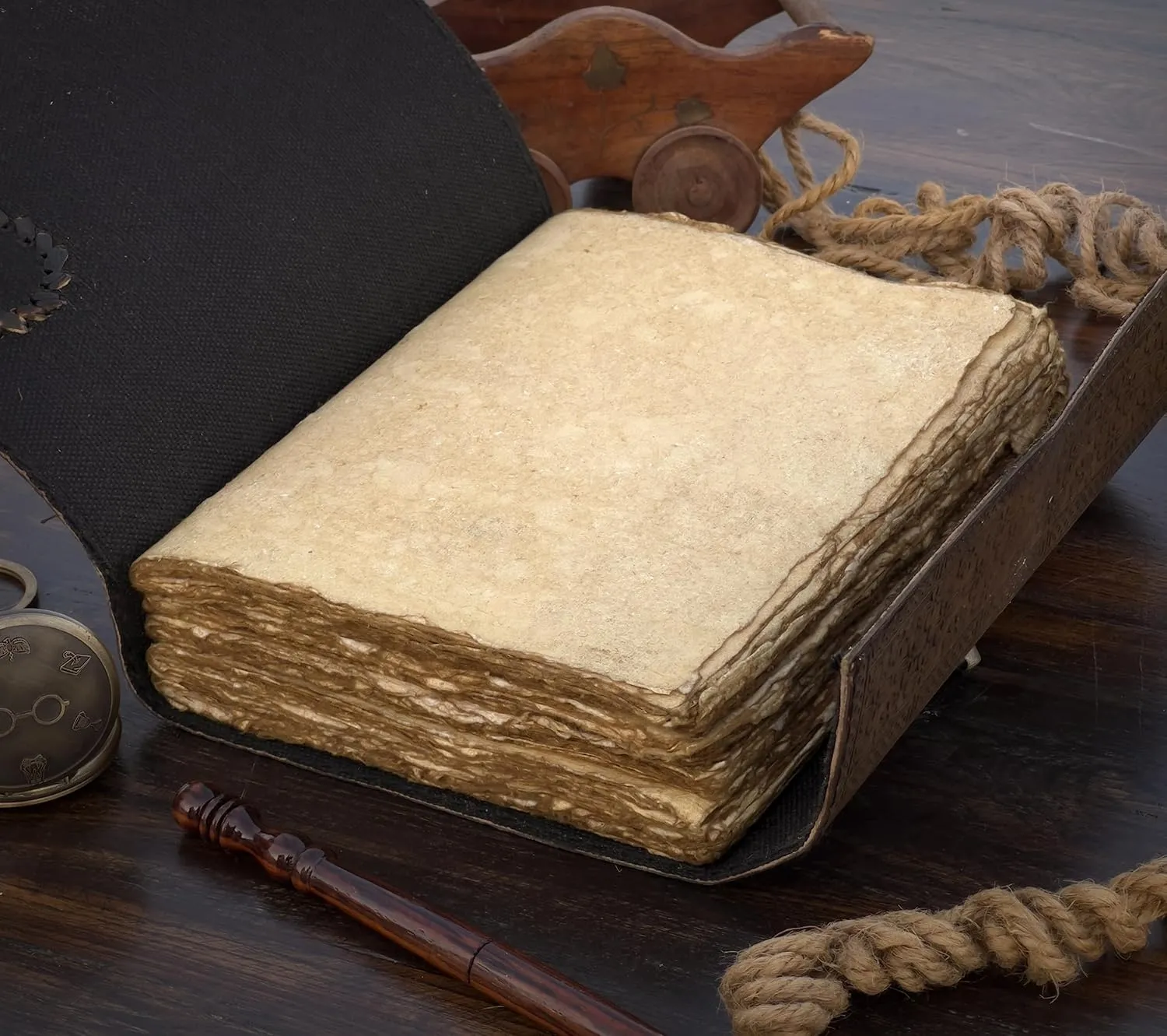 Book Of Shadows Leather Journal with Semi Precious Stone Lock Closure, 200 pages Antique Deckle Edge Paper , Grimoire Journal, Triple Moon, Pentagram, Mother Of earth, Tree Of Life, Witch Journal