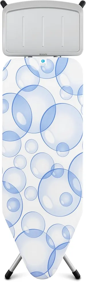 Brabantia - Ironing Board C - Extra Large Steam Iron Rest - Adjustable in Height - Non-Slip Rubber Feet - Triple Layer Cotton Cover - Foldable XL Unit - Bubbles - 124x45 cm