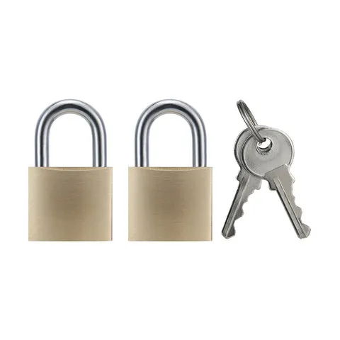 Brass Padlock Golden - 3cm, Set of 2