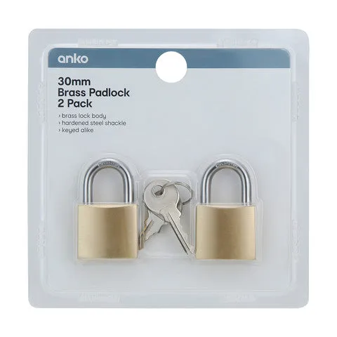 Brass Padlock Golden - 3cm, Set of 2