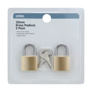 Brass Padlock Golden - 3cm, Set of 2