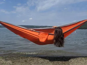 Breezy Point® Durable Double Lightweight Parachute Camping Hammock with Tree Straps – Great for Indoors/Outdoors, Camping, Backpacking, Dormitory, Pool/Beach/Lake, Travel, Portable (Hunter Orange)