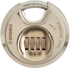 BRINKS – Heavy Duty Combination Padlock – 80mm Chrome Plated Lock with Hardened Steel Shackle – Resettable Security Lock for Storage Lockers, Toolboxes, Outdoor & Indoor Sheds, and More