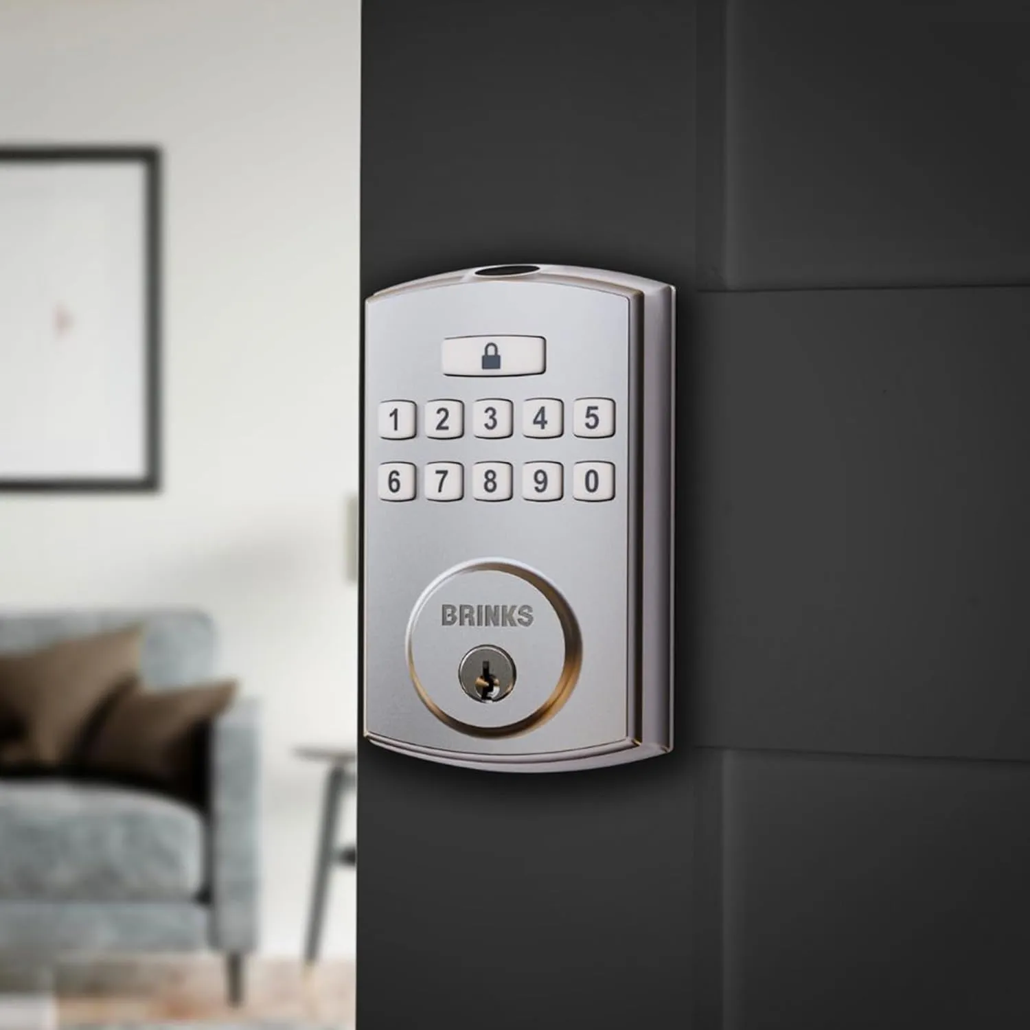BRINKS Security Door Locks, High-Security Keyless Entry, Smart Electronic Door Lock with Deadbolt, Up to 50 Codes, Automatic Locking, Satin Nickel