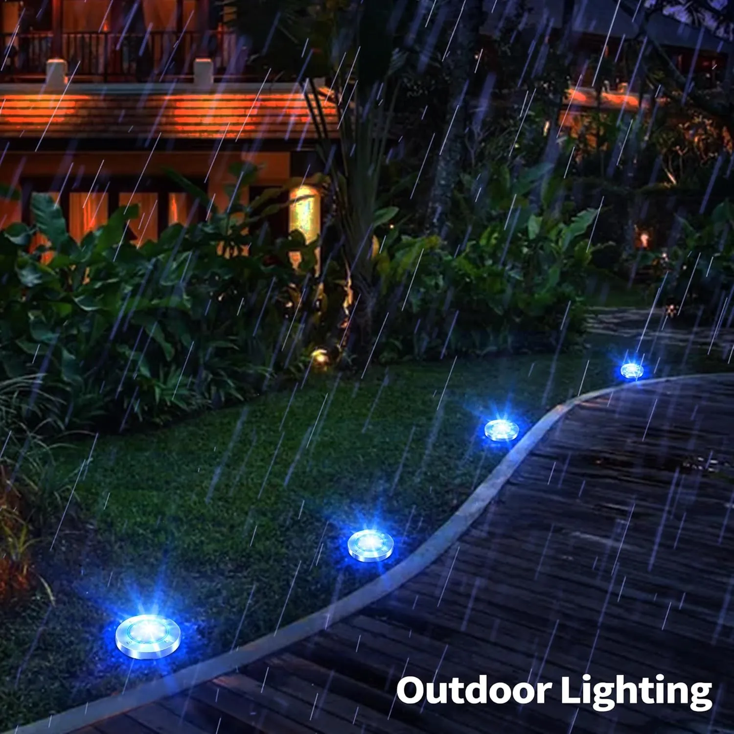 Brizled Solar Pathway Lights, 12-Pack, Blue, Weatherproof, Automatic On/Off, 8 LEDs, 600mAh Rechargeable Battery, Ideal for Patios, Lawns, Walkways, Courtyards