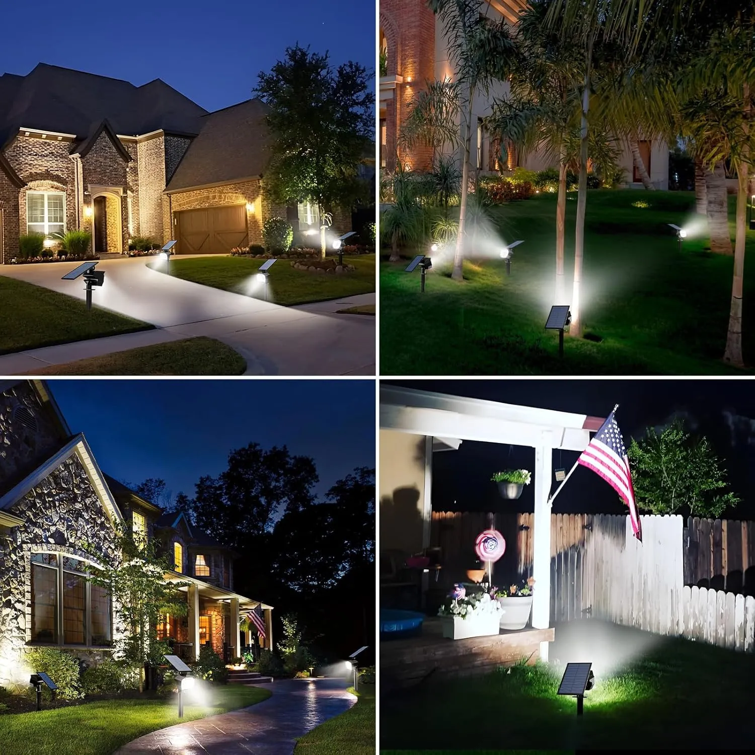 btfarm 8 Pack Solar Spot Lights Outdoor Waterproof IP65-1000LM 52 LED Solar Uplights with 3 Modes & 180° Adjustable Panel, Landscape Lighting for Yard, Pathway, Trees (Cool White)