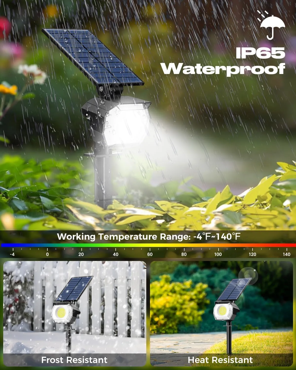 btfarm 8 Pack Solar Spot Lights Outdoor Waterproof IP65-1000LM 52 LED Solar Uplights with 3 Modes & 180° Adjustable Panel, Landscape Lighting for Yard, Pathway, Trees (Cool White)