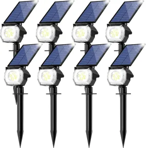 btfarm 8 Pack Solar Spot Lights Outdoor Waterproof IP65-1000LM 52 LED Solar Uplights with 3 Modes & 180° Adjustable Panel, Landscape Lighting for Yard, Pathway, Trees (Cool White)