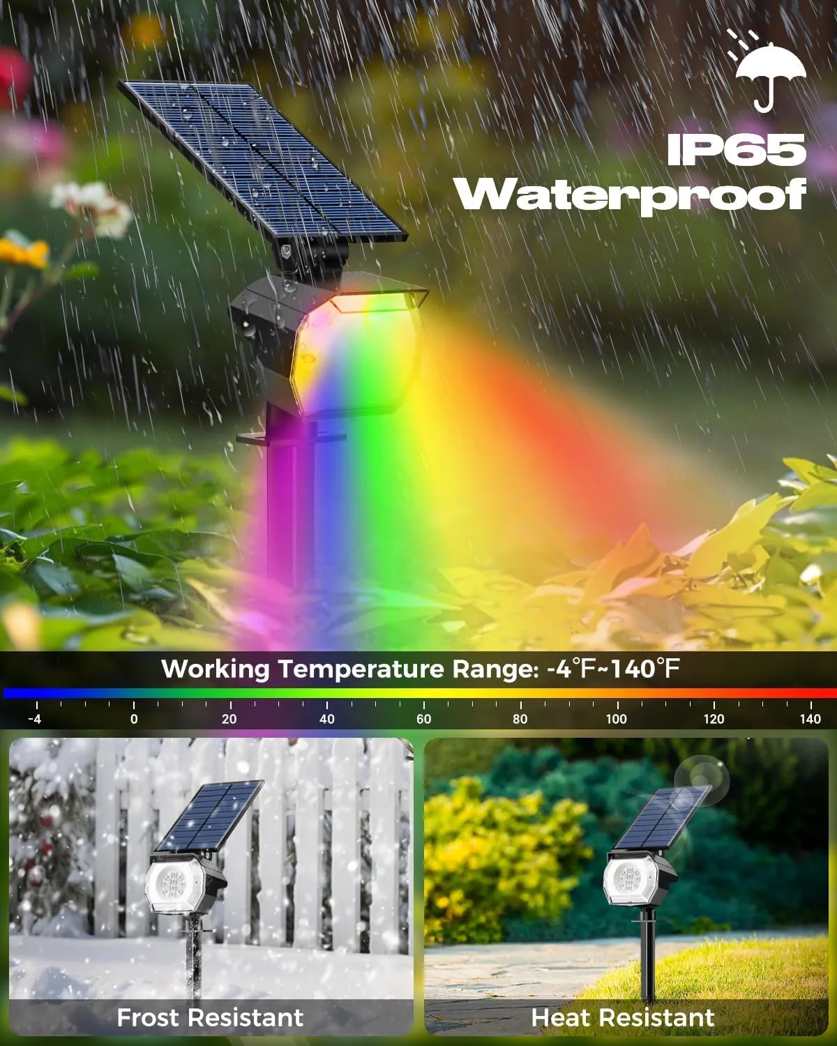 btfarm Solar Lights Outdoor Waterproof IP65-8 Pack LED Color Changing Spot Light 7 Lighting Color RGB Spotlights, Uplight for Yard Tree Landscape Garden Christmas Halloween