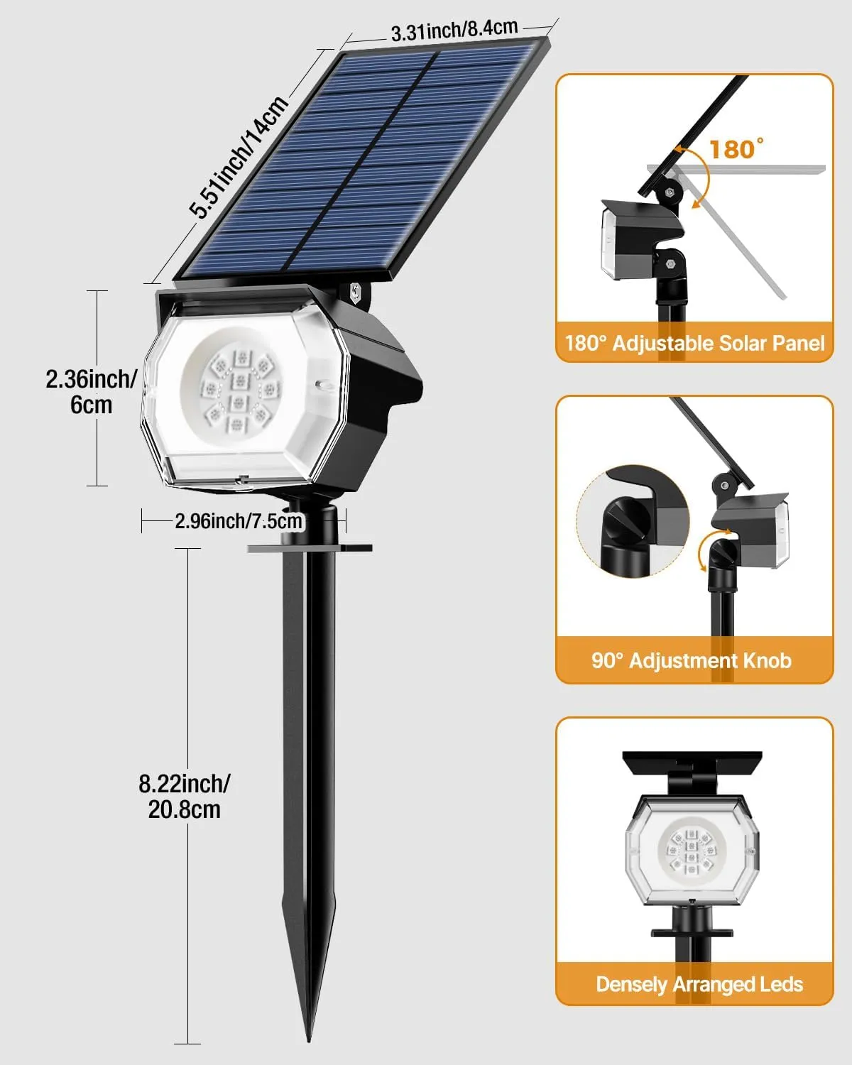 btfarm Solar Lights Outdoor Waterproof IP65-8 Pack LED Color Changing Spot Light 7 Lighting Color RGB Spotlights, Uplight for Yard Tree Landscape Garden Christmas Halloween
