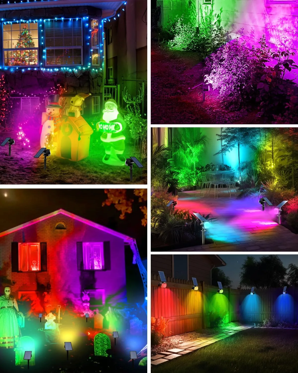 btfarm Solar Lights Outdoor Waterproof IP65-8 Pack LED Color Changing Spot Light 7 Lighting Color RGB Spotlights, Uplight for Yard Tree Landscape Garden Christmas Halloween