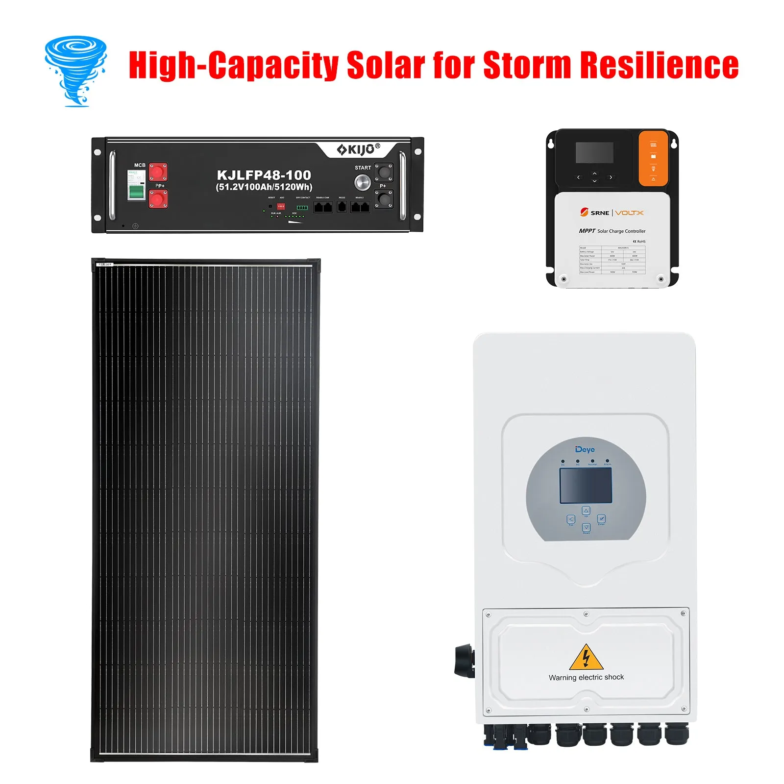 BUNDLE DEAL - Deye 8KW Inverter   5120Wh Battery Module   200W Solar Panel   Solar Controller