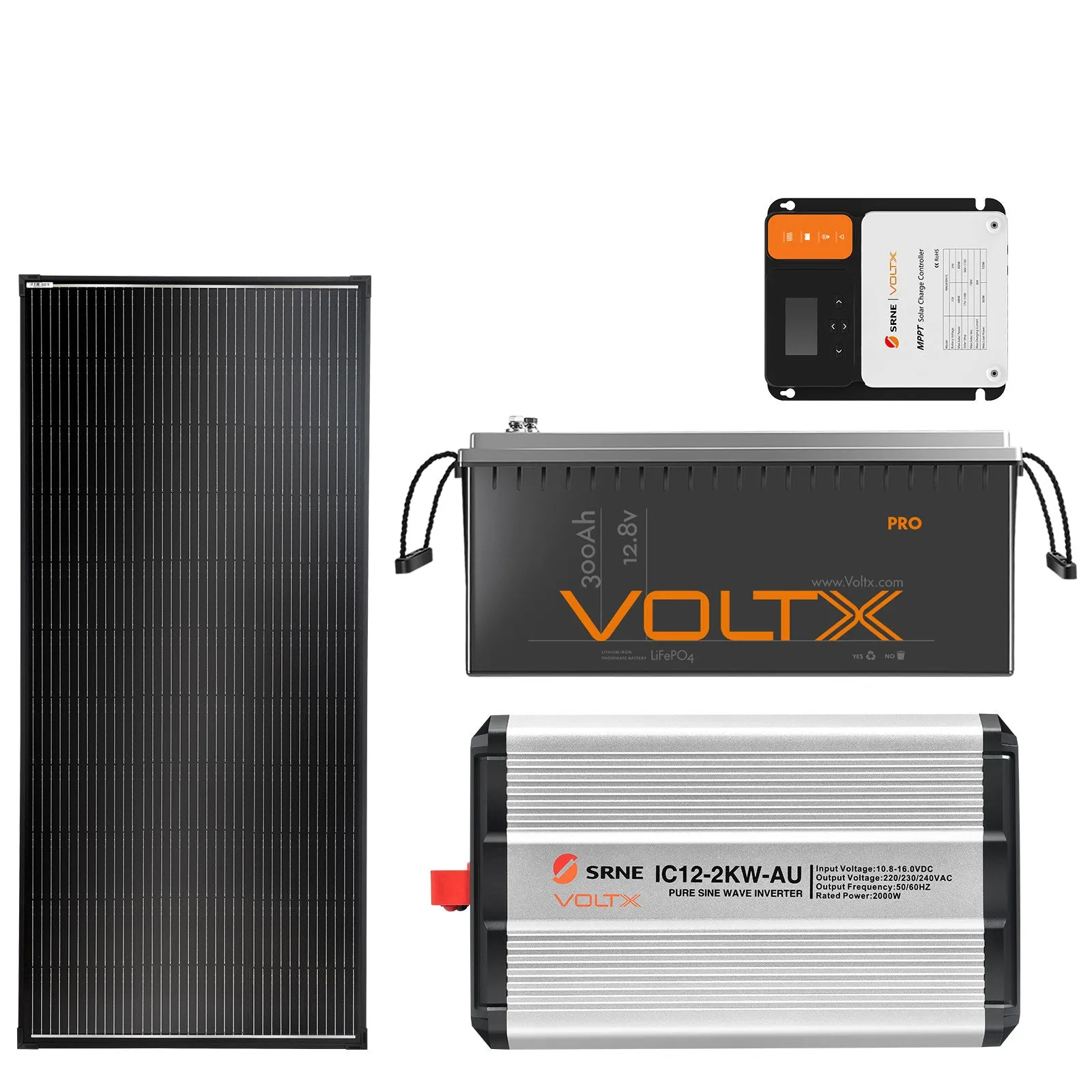 BUNDLE DEAL - VoltX 300Ah Lithium Battery   200W Solar Panel   Solar Controller   3KW Inverter