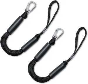 Bungee Dock Lines with Clips - Heavy Duty Marine Grade Elastic Boat Ropes, 1800LB Breaking Strength & Hidden Shock Absorber for Boat, Jet Ski, Kayak, Pontoon, Pickup Truck (4FT/2 Pack)