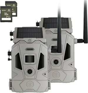 Bushnell CelluCORE 20 Solar Trail Camera, Low Glow Hunting Game Camera with Detachable Solar Panel with Bundle Options (2 PK   2 SD Cards)