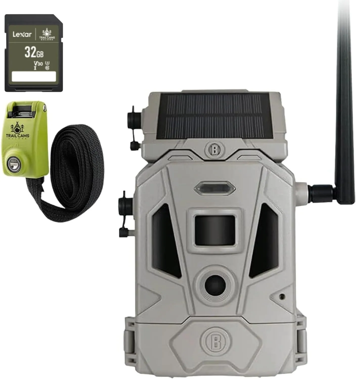 Bushnell CelluCORE 20 Solar Trail Camera, Low Glow Hunting Game Camera with Detachable Solar Panel with Bundle Options (Strap   SD Card)