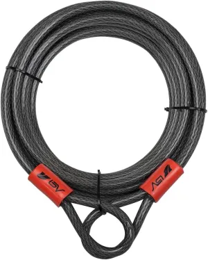 BV Heavy-Duty 30FT Security Cable with Loops - 10mm (3/8 Inch) Cut-Resistant Braided Steel Cable - Versatile & Weatherproof - Security Chain for Padlock, Chain Lock, Wire Lock