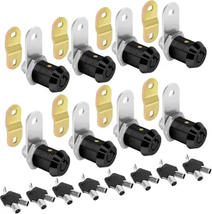Cam Locks RV Storage Lock Keyed Alike Black Finish,8 Pack 7/8" Cylinder for RV Compartment, Toolbox Trailer Replacement Set with 16 Keys(8, Black 7/8 Inch)