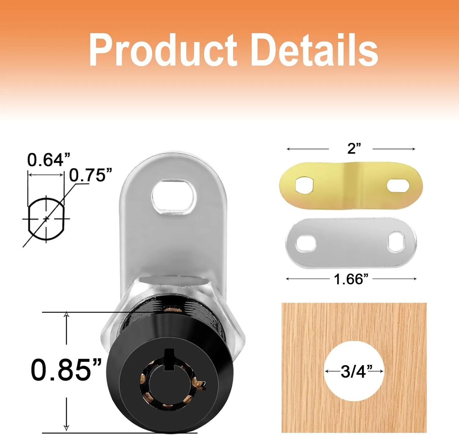 Cam Locks RV Storage Lock Keyed Alike Black Finish,8 Pack 7/8" Cylinder for RV Compartment, Toolbox Trailer Replacement Set with 16 Keys(8, Black 7/8 Inch)