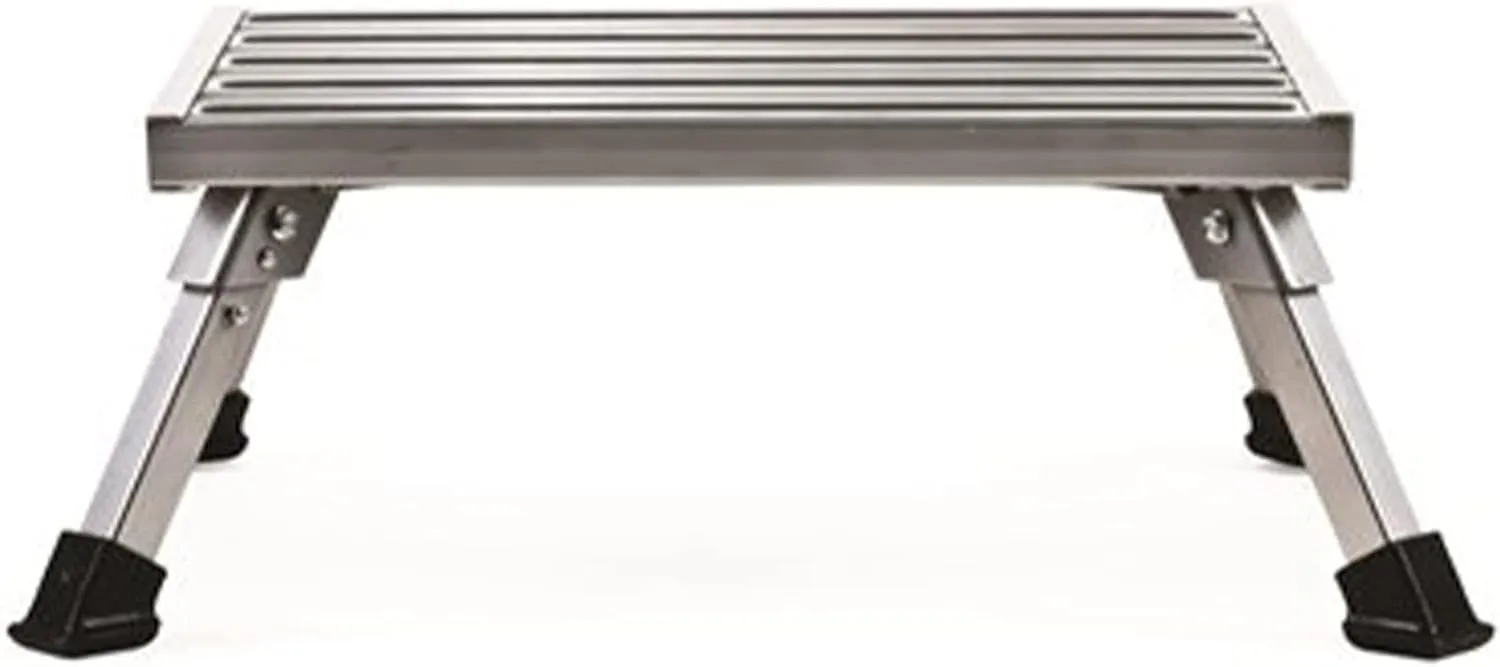 Camco 43677 Fixed Height Aluminum Platform Step, Supports up to 1,000lbs, Includes Non-Slip Rubber Feet