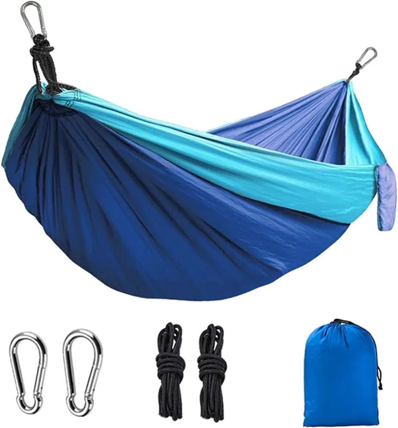 Camping Hammock Double Person Hammock Camping Rocking Chair Outdoor BBQ Travel Swing Hammock Climbing Rest Bed Furniture, Blue