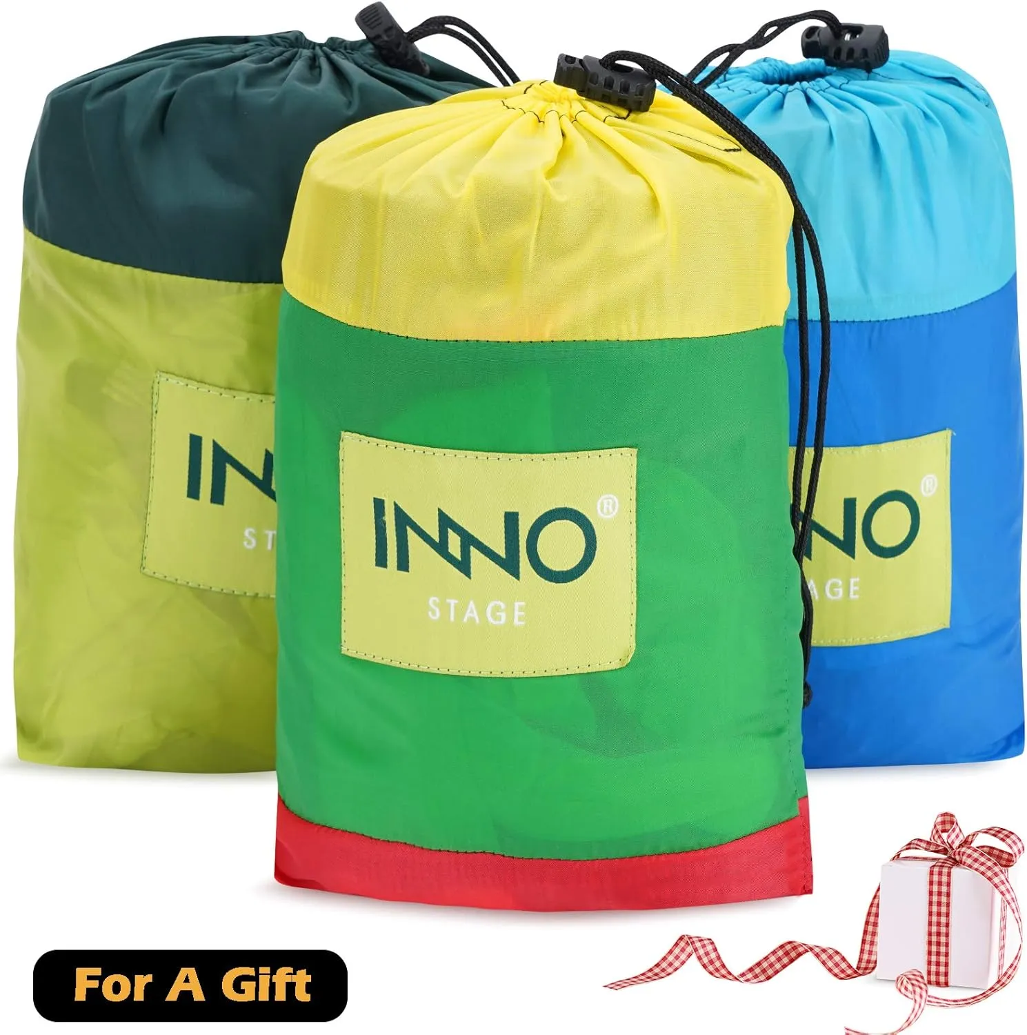 Camping Hammock Double with 2 Tree Straps, Portable Lightweight Nylon Hammocks for Backpacking, Travel Hiking, Travel, Beach, Backyard - Green
