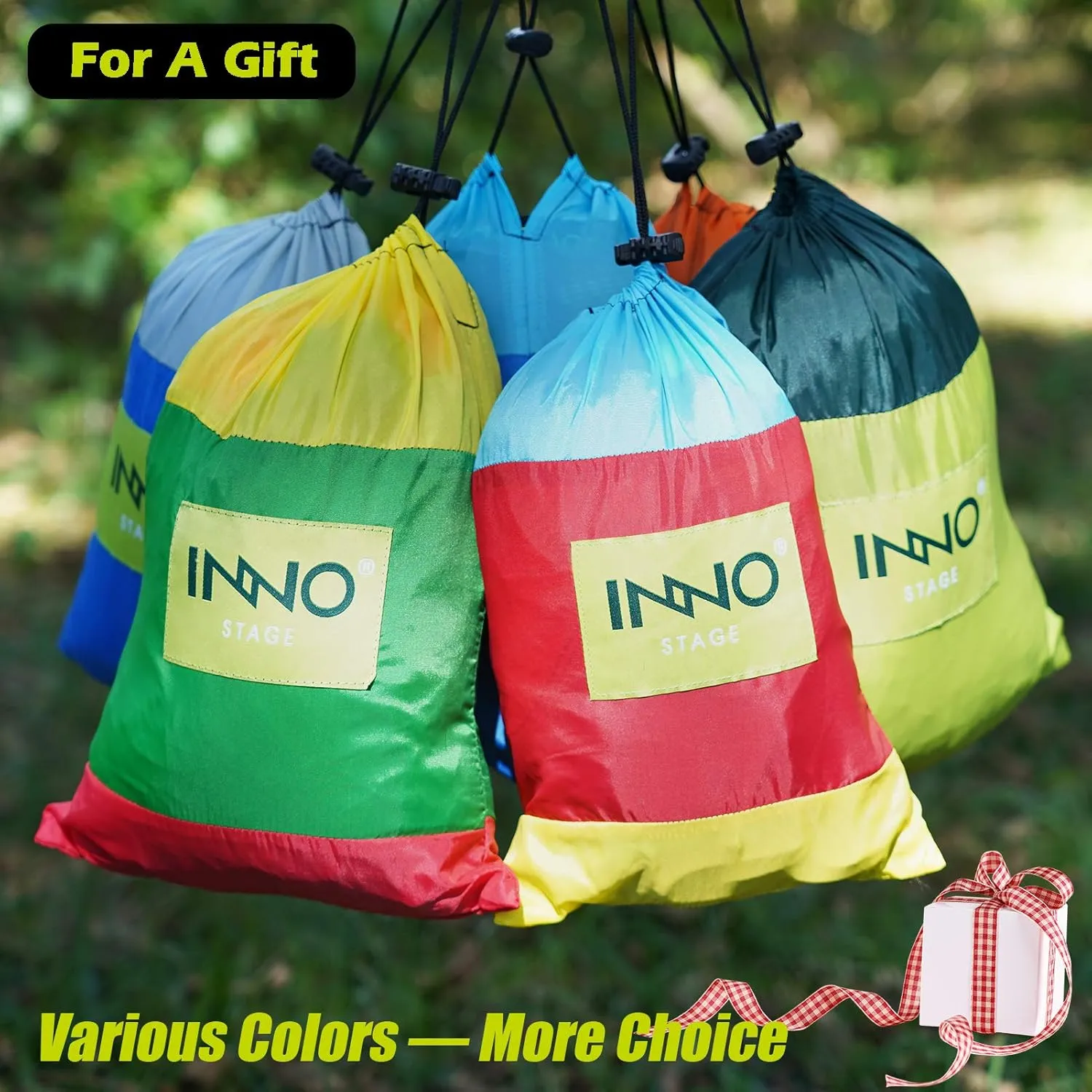 Camping Hammock Double with 2 Tree Straps, Portable Lightweight Nylon Hammocks for Backpacking, Travel Hiking, Travel, Beach, Backyard - Green