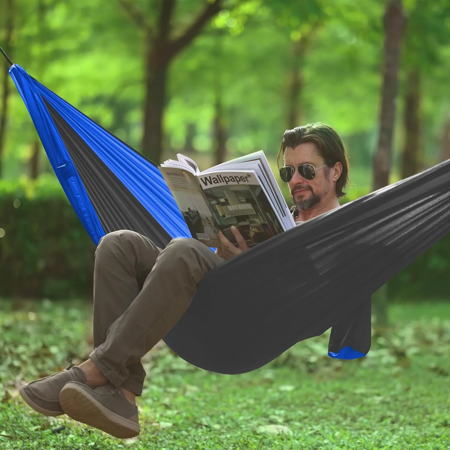 Camping Hammock for Outside,Double Hammock with Tree Straps(18 1Loops) 210T Nylon Parachute Lightweight Portable Hammock for Outdoor Travel,Hiking,Backpacking,Hunting,Outdoor,Beach,Camping Gear