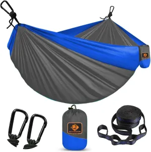 Camping Hammock for Outside,Double Hammock with Tree Straps(18 1Loops) 210T Nylon Parachute Lightweight Portable Hammock for Outdoor Travel,Hiking,Backpacking,Hunting,Outdoor,Beach,Camping Gear