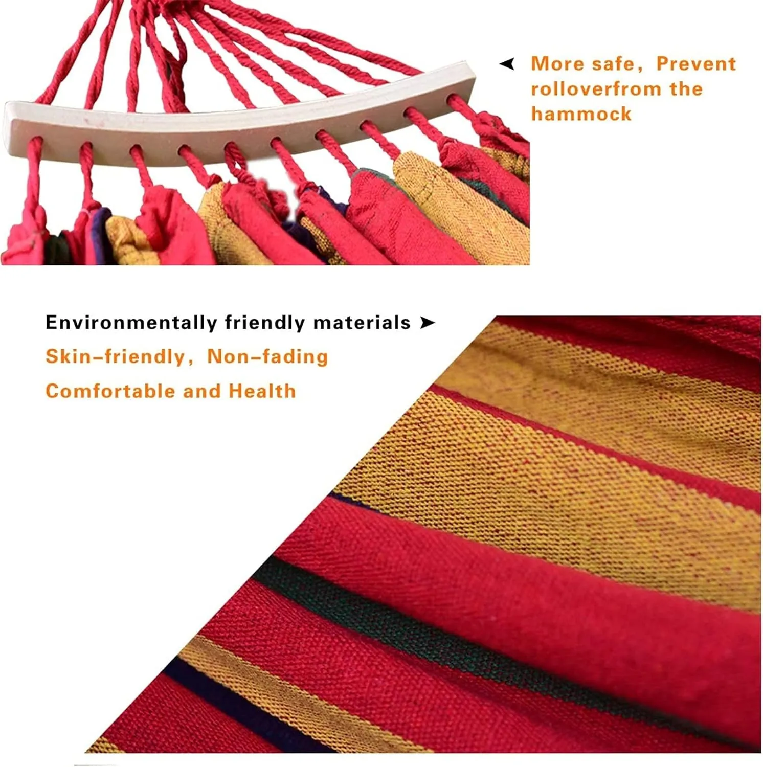 Camping Hammock Outdoor Leisure Hammock Double Hammock 2 Person Canvas Cotton Hammock for Outdoor Garden(Red)