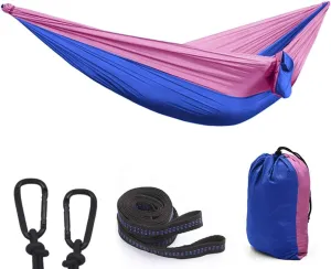 Camping Hammock - Portable Hammock, Best Parachute Double Hammock for Backpacking, Camping, Travel, Beach, Yard.