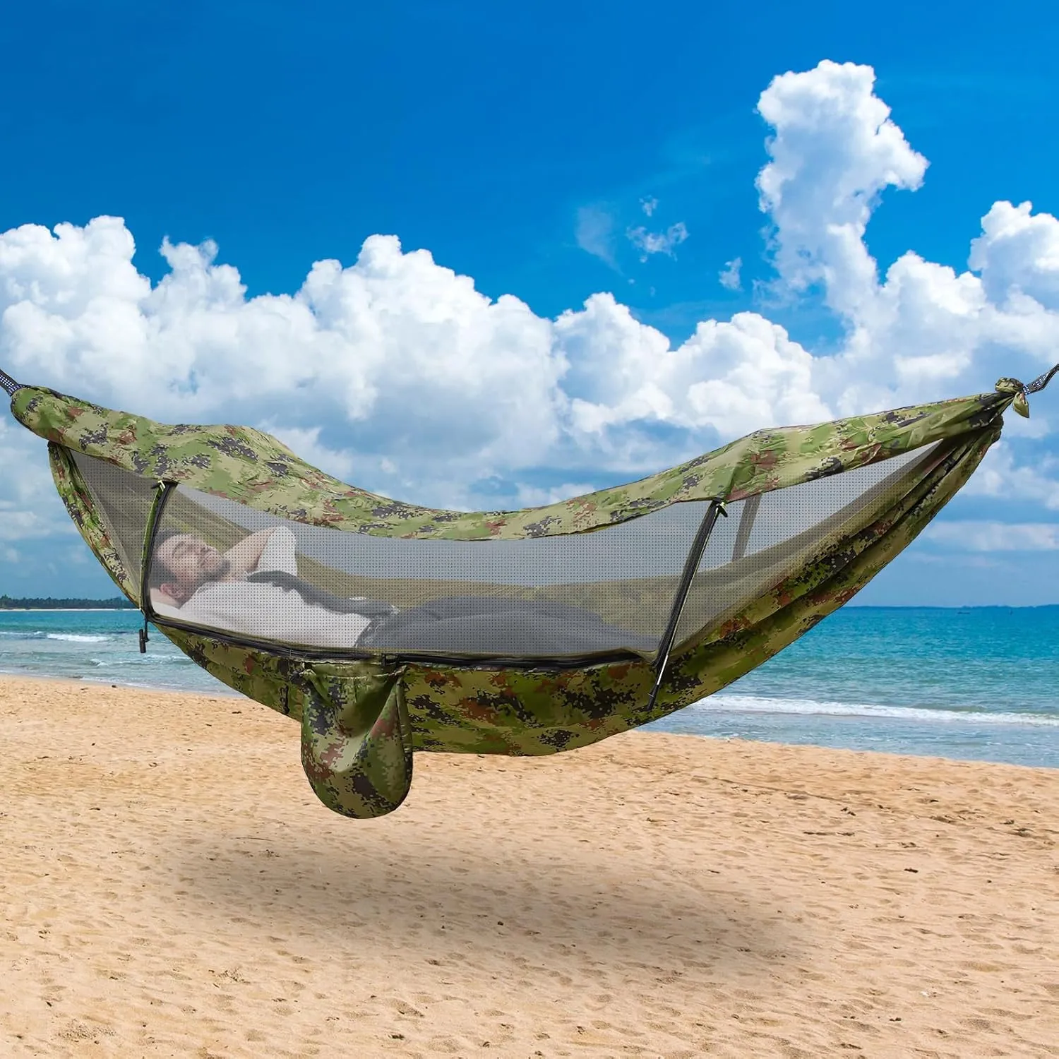 Camping Hammock,Portable Camping Hammock,Anti-Mosquito and Anti-Sun Camping Hammock,Camping Essentials,Camping Gear Must Haves for Travel Hiking Backpacking Beach,440.9lbs,for Hiking,Travel