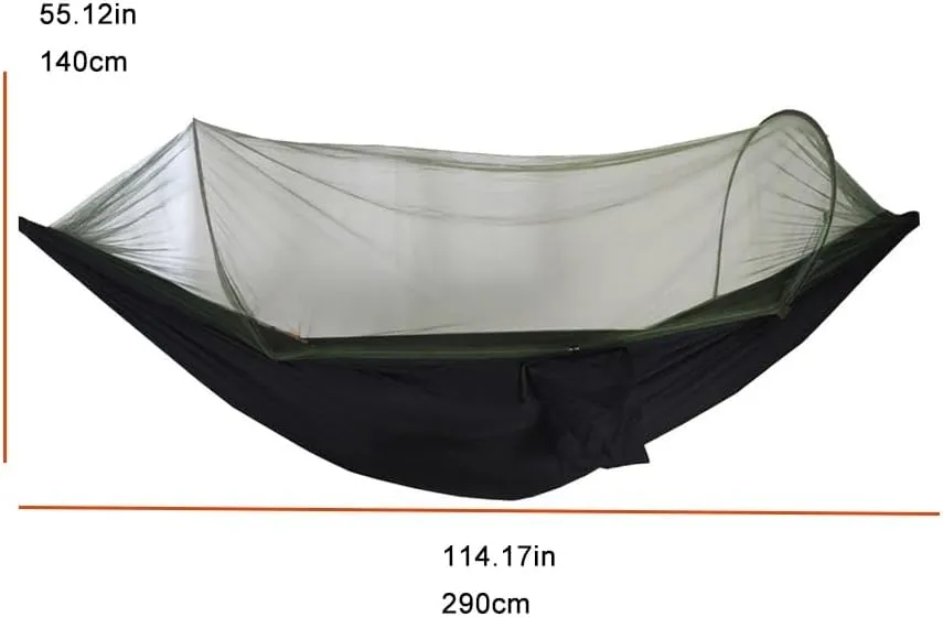 Camping Hammock,travel Hammock,Automatic Quick-open with Mosquito Net, Nylon Fabric, Suitable for Camping, Camping and Beach Scenarios.(Light blue)