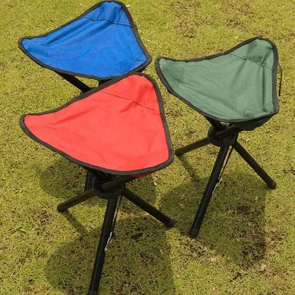 Camping Hiking Fishing Picnic Foldable Stool Tripod Chair - Red