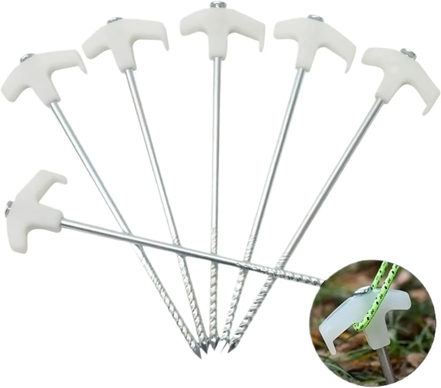 Camping Steel Screw Tent pegs, Outdoor Heavy Duty Steel Anchor Tent pegs 20cm/25cm(Green 20cm)