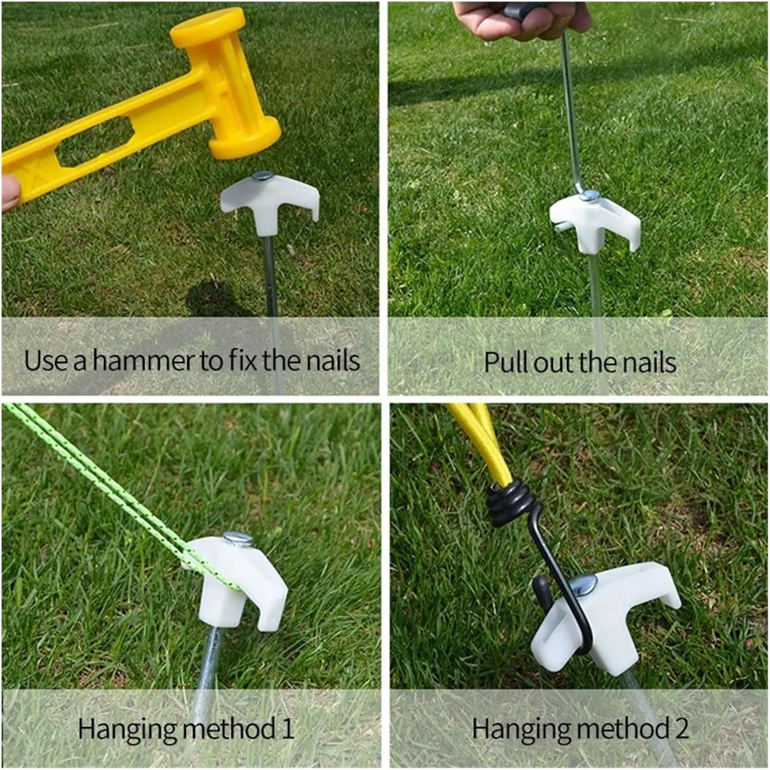 Camping Steel Screw Tent pegs, Outdoor Heavy Duty Steel Anchor Tent pegs 20cm/25cm(Green 20cm)