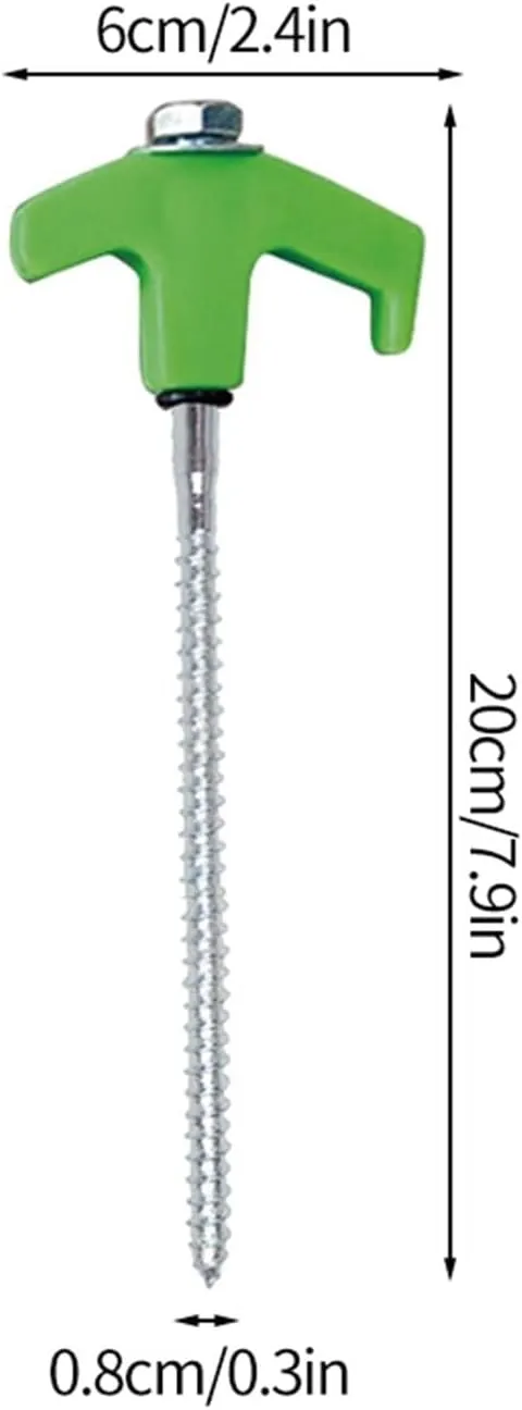 Camping Steel Screw Tent pegs, Outdoor Heavy Duty Steel Anchor Tent pegs 20cm/25cm(Green 20cm)
