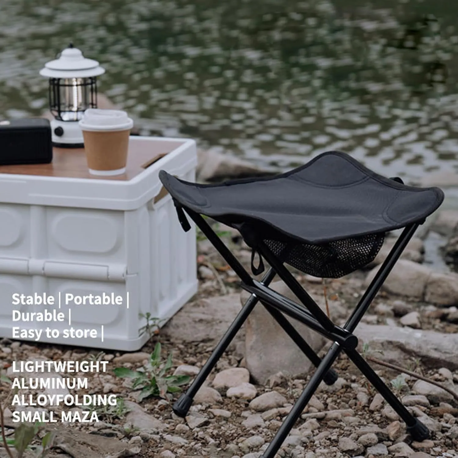 Camping Stool 13.3inches Portable Folding Stool for Outdoor Walking Hiking Fishing 661 LBS Capacity with Carry Bag