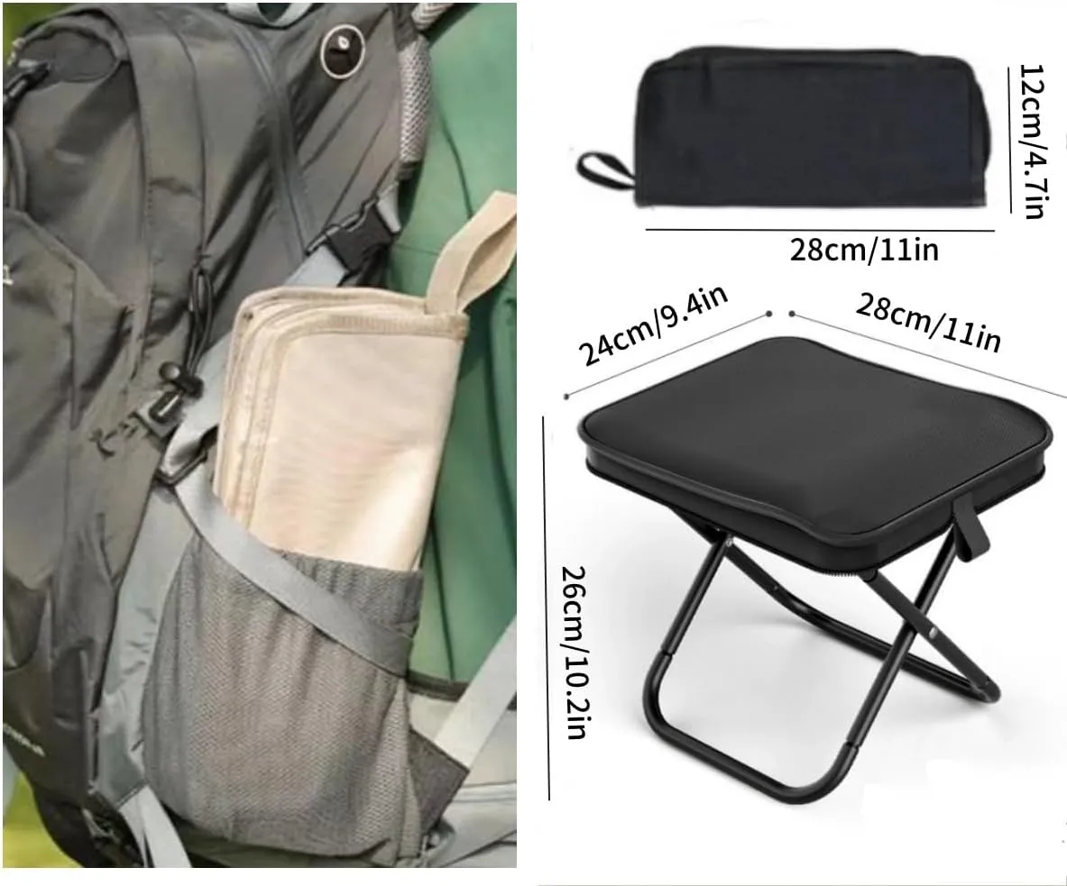 Camping Stool Small Portable Mini Chair Foldable Lightweight Travel Seat Portable Pocket Handbag Stool for Walking Hiking Fishing Picnic Barbecue (Black)